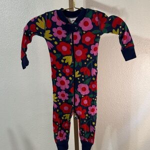 Hanna Andersson Navy and Red Floral Kids Footie